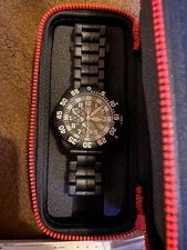Luminox 3082 Wtaps Chronograph Watch Slight Flaw Black Rubber Band Swiss Quartz