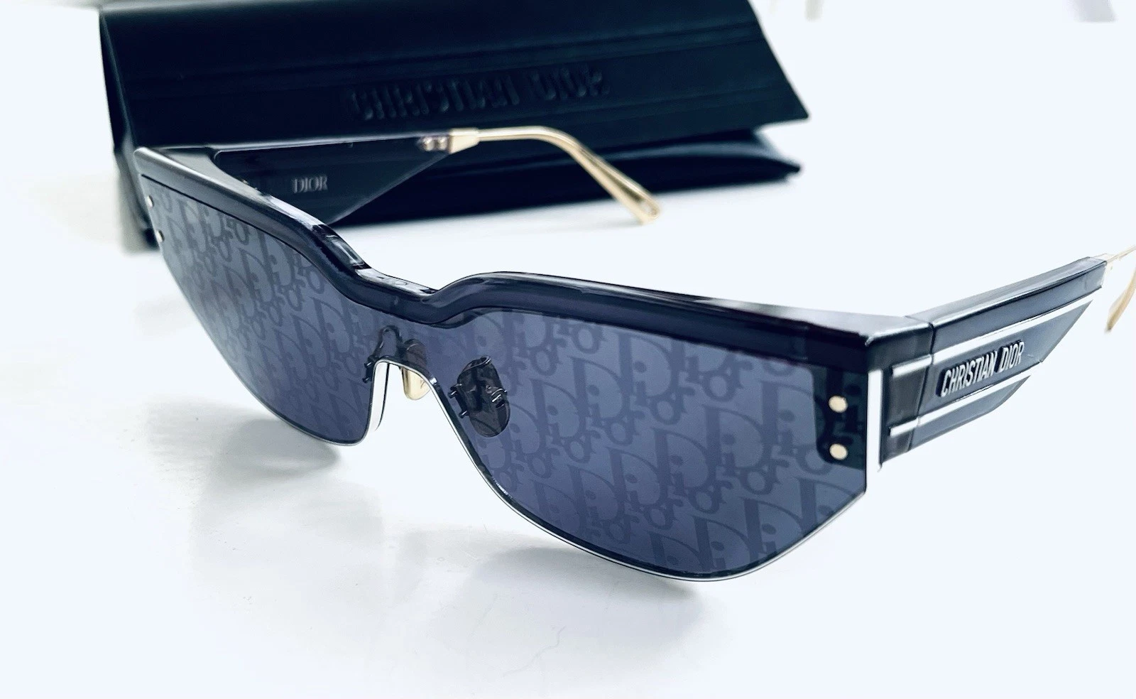 Dior — CHRISTIAN DIOR CLUB Oblique Navy Blue Mirror Print Sunglasses DIORCLUB M3U 140mm