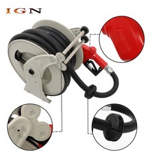 1" x 50Ft Fuel Hose Reel With Red Fueling Nozzle Retractable Diesel Hose Reel