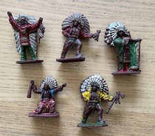 5 Vintage Lone Star Plastic Red Indians Figures Made Great Britain
