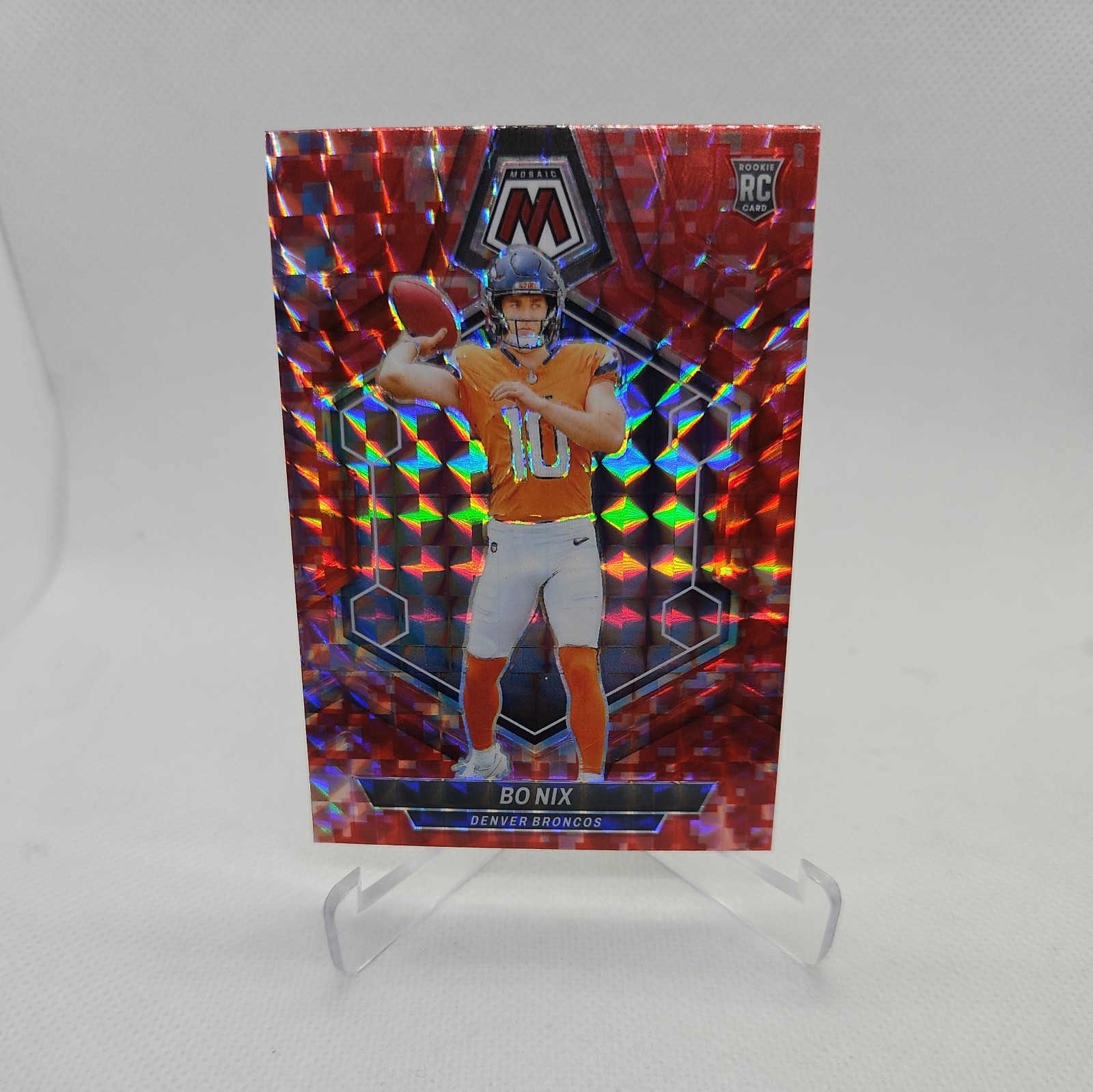 2024 Panini Mosaic - Rookies Bo Nix #312 Red Camo Mosaic Prizm (RC)