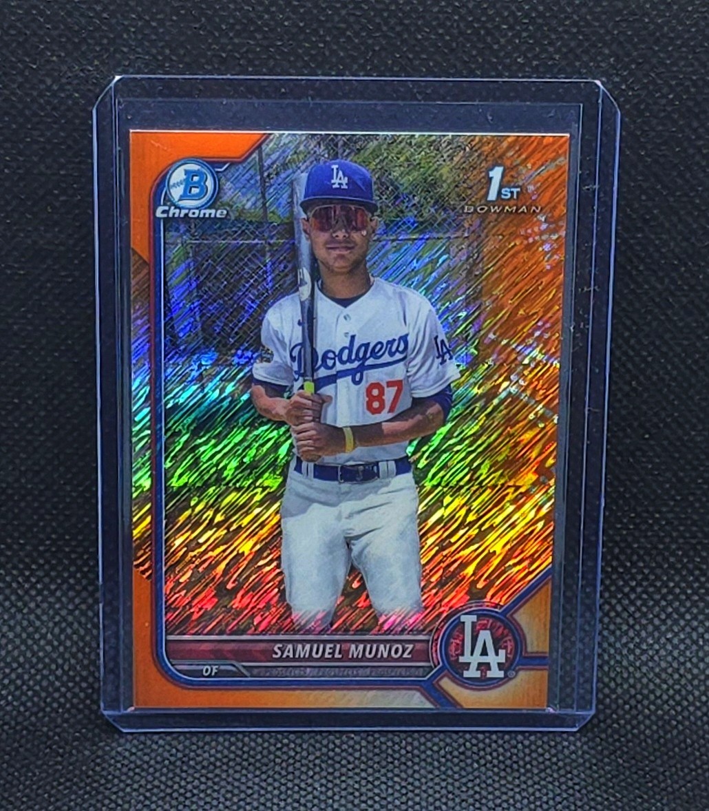 2022 Bowman Chrome SAMUEL MUNOZ Orange Shimmer Refractor /25 1st Chrome #BCP-161
