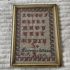 Hand-stitched sampler, probably late 19th century (c. 1880–1900) Florence Walker