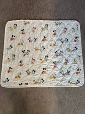 Vintage Disney Baby Mickey Minnie Mouse Friends Crib Quilt Blanket 32 X36