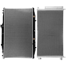 Aluminum Radiator&AC Condenser Cooling Kit For 2003-07 Honda Accord LX/EX 2.4L
