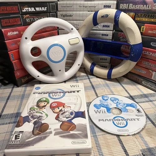 Mario Kart Wii (Nintendo, 2008) With two wheels Accessories Tested READ DESCRIPT