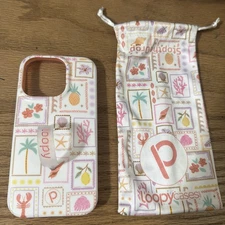 iPhone 14 Pro Loopy Case Seaside Stamps Bows Right