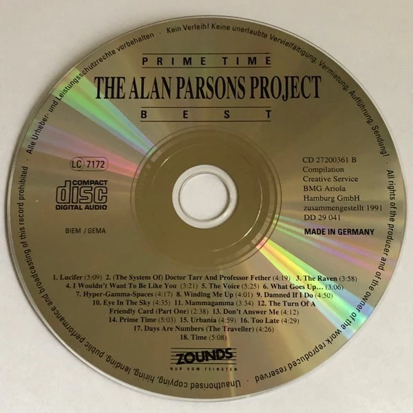 The Alan Parsons Project - Prime Time - Best - Zounds - 18 Titel - Bild 3 von 3