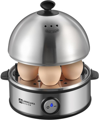 Annie & Mia Design Electric Egg Cooker, All Stainless Steel 7 Egg Capacity Egg B