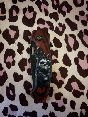 Tiger-USA Skull Design Pocketknife 1065 German Surgical Steel Black Handle