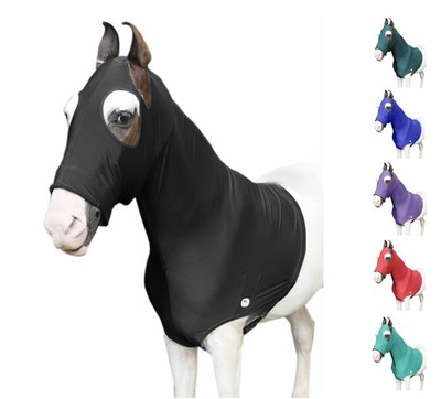 Stretch Lycra Horse Hood with Zipper (Medium, Black)