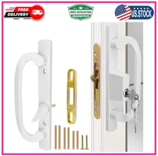 Patio Sliding Glass Door Handle Set with Mortise Lock 45° Keyway, Keyed Off