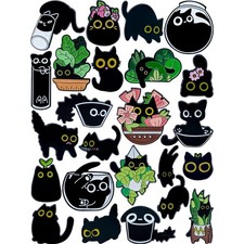24 Pcs Black Cat Enamel Pin Set   Cute and Quirky Lapel Pins for Jackets,