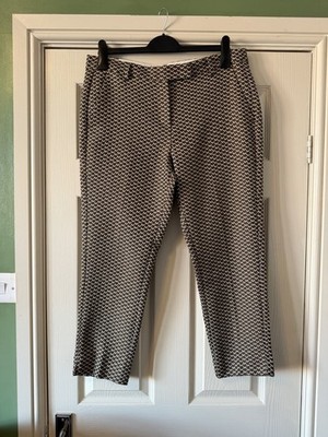 Marks & Spencer Size 14 Trousers Womens Cropped Pockets The Mia Slim Smart