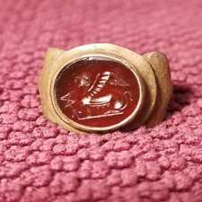 Fantastic Ancient Roman Silver Intaglio Ring  1st - 2nd AD .