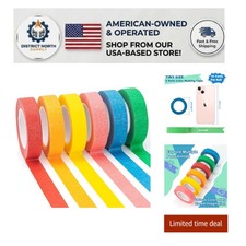 6 Rolls of Waterproof 0.6" Colored Masking Tape - Perfect for Crafts  Labeling