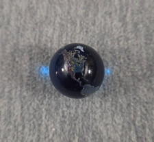 Earth Globe Blue Glass Marble with Art Continents Approximately 22mm 7/8" Used