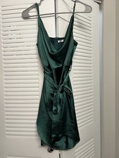 Saints + Secrets Satin Emerald Green Dress Size Small Spaghetti Strap