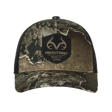 Men's Realtree APX Camo/Black 6 panel Structured Pre-Curved Cotton Camo Cap