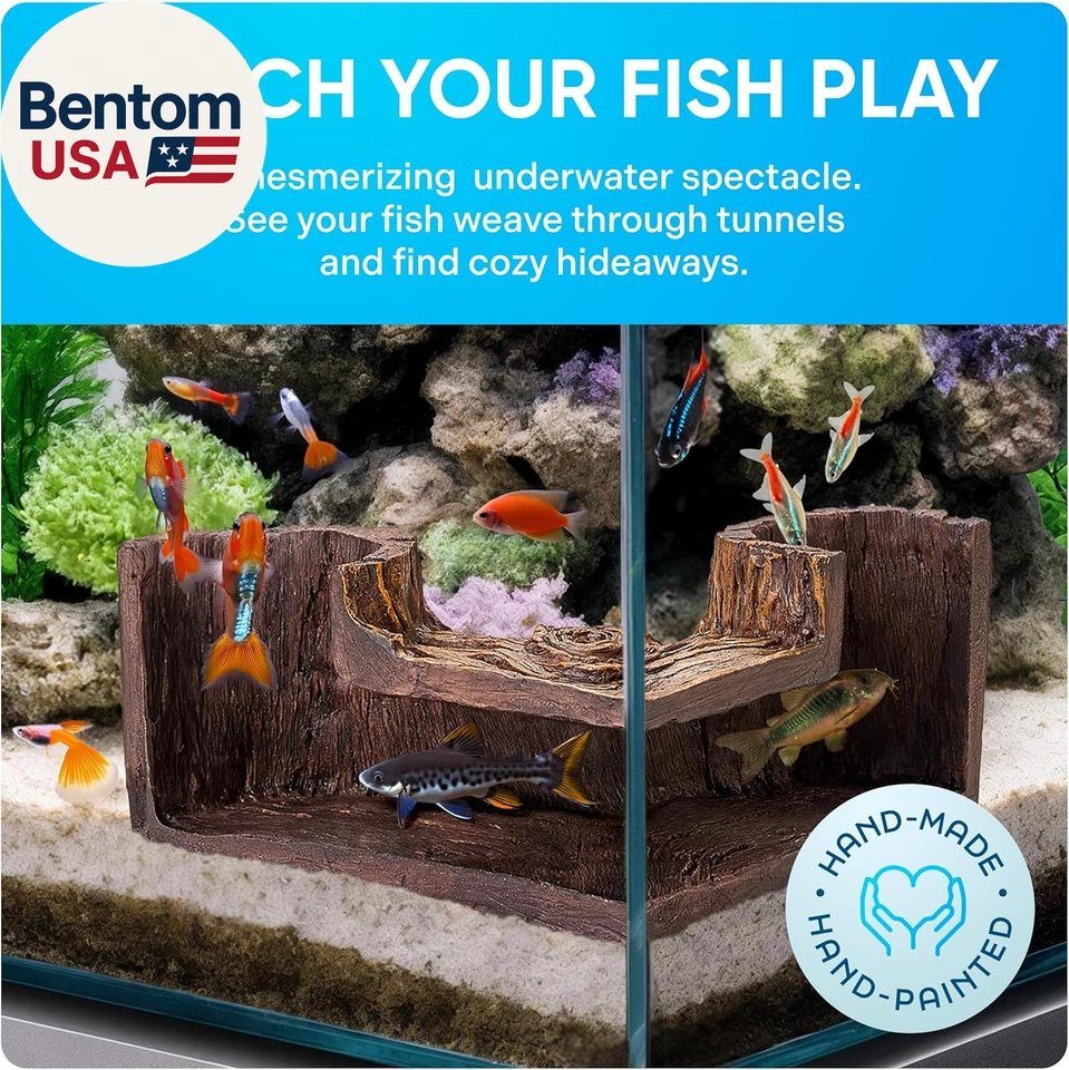 Cueva para acuario | Cueva para pecera sin Bpa de aspecto natural para esquinas | Foto 3 de 4