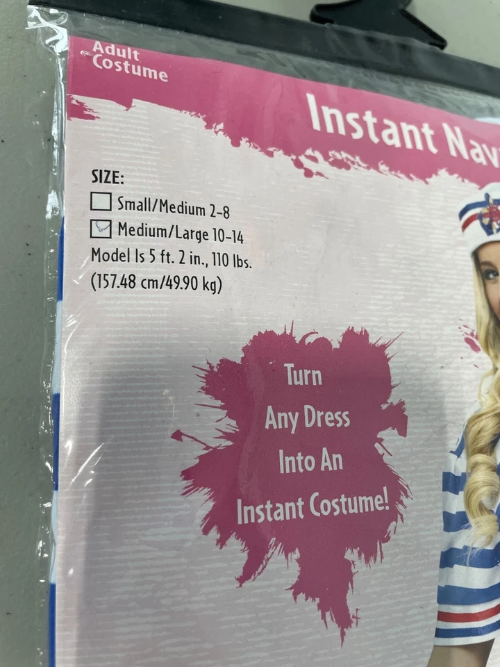 Disfraz Instantáneo Sexy Marinero Azul Marino Talla Mediana Grande Azul Blanco Rojo Náutico NUEVO Foto 4 de 4