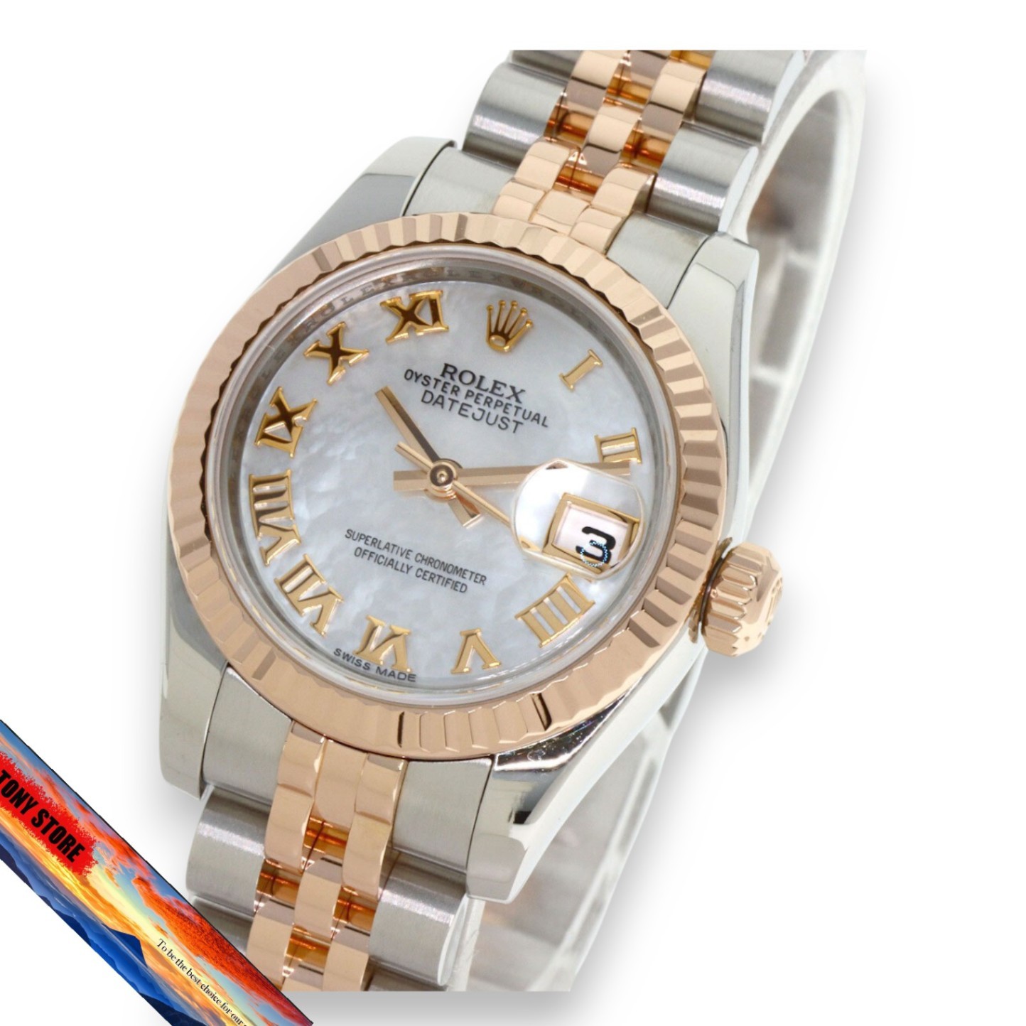 Rolex Datejust 179171NR Ladies Stainless Steel Everose Gold Watch