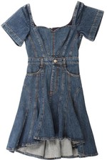 ALEXANDER MCQUEEN BLUE DENIM MINI DRESS IT 36 UK 4