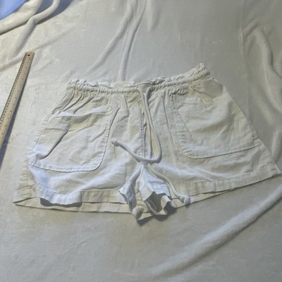 Universal Thread Women's Shorts Draw String White %55 Linen45%Rayon Patch Pocket