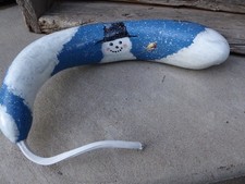 Hand Painted Dried Gourd Snowman Winter Snowy Scene