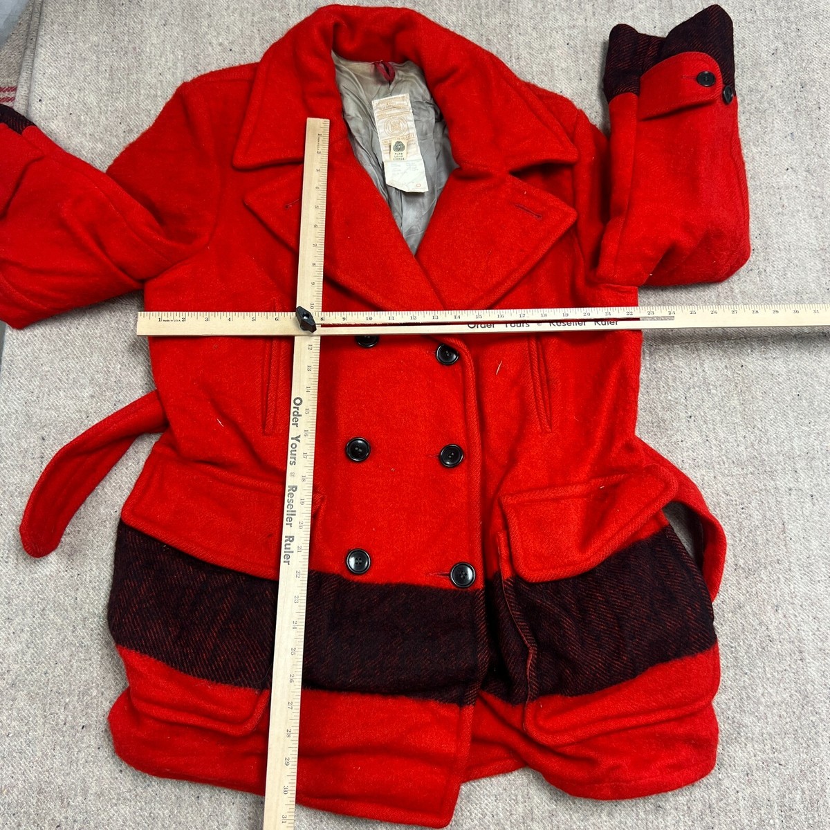 Vintage Hudson Bay Point Blanket Jacket Women's Large Red