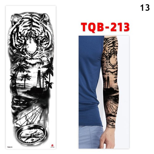 Women Men Temporary Tattoos Fake Sticker Waterproof Tiger Lion Wolf Leg Arm Art - Foto 74 di 78