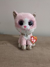 TY Beanie Boos - FIONA the Pink Cat Glitter Eyes 6" 2021