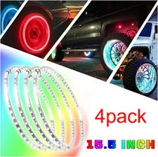 15.5" RGB&Chasing Color Led Wheel Ring Rim Lights For Truck Car Set Wheel Light