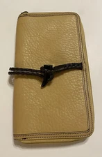 Vintage Honey Colored Soft Leather Zip-Around Wallet Clutch