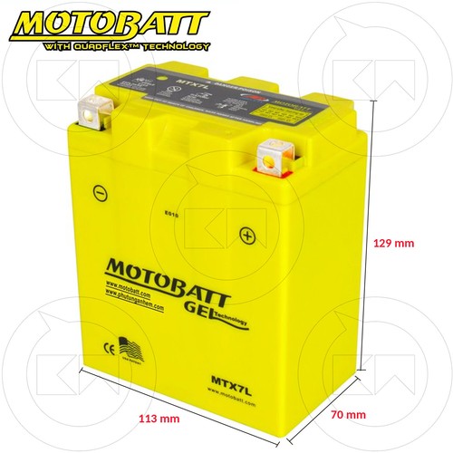 Batería Motobatt MTX7L YTX7L-BS Gel 12V 7Ah Piaggio Medley 4T IE ABS 125 2018 - Imagen 5 de 6