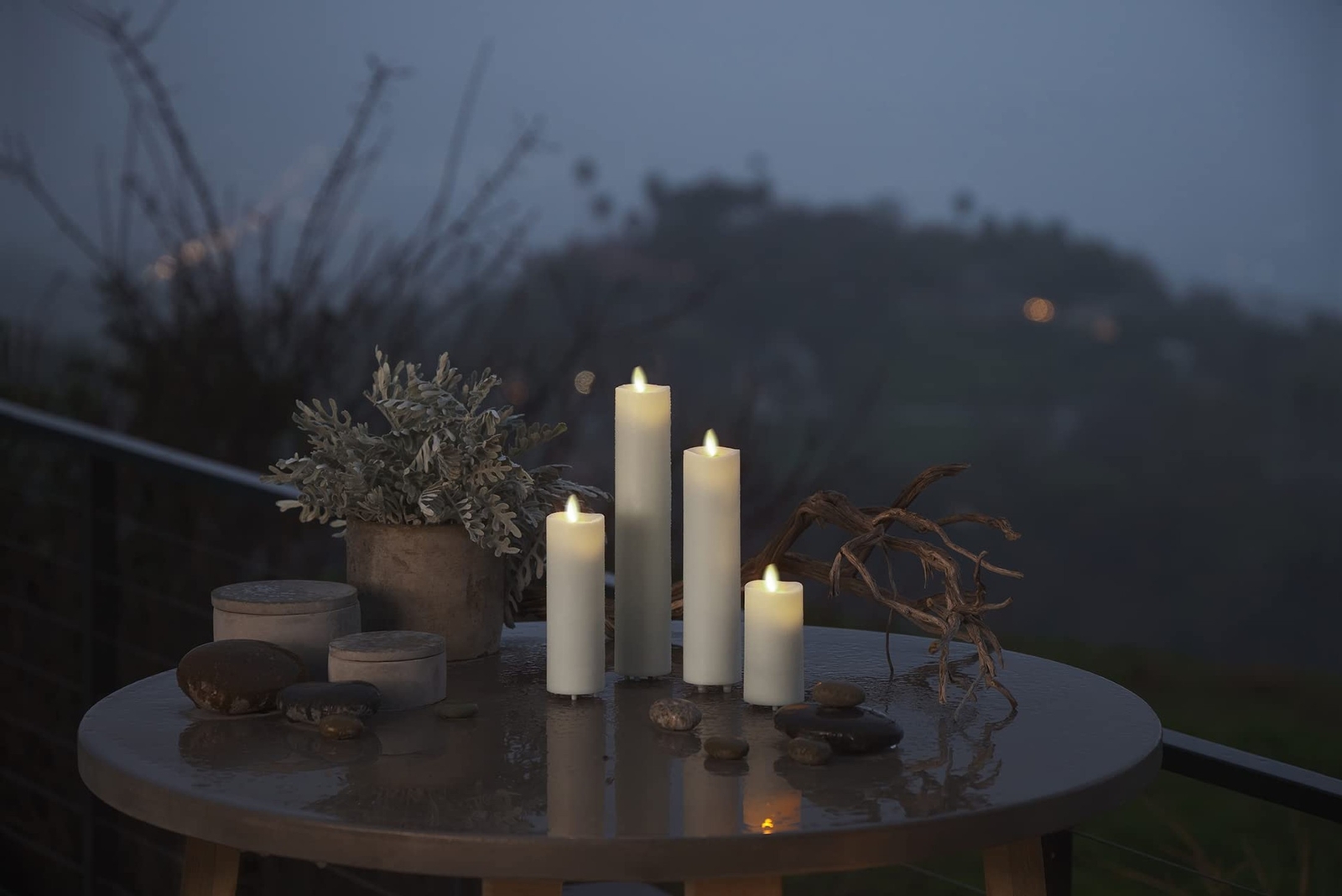 Luminara Outdoor Moving Flame 2" Slim Pillar Flameless LED Candle