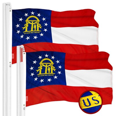 NEW G128 Georgia State Flag 2-Pack 4x6 FT Embroidered 300D Polyester