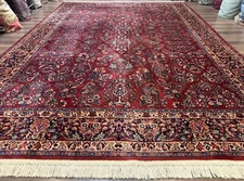 10x14 Karastan Rug Red Sarouk #785, Wool Original 700 Series