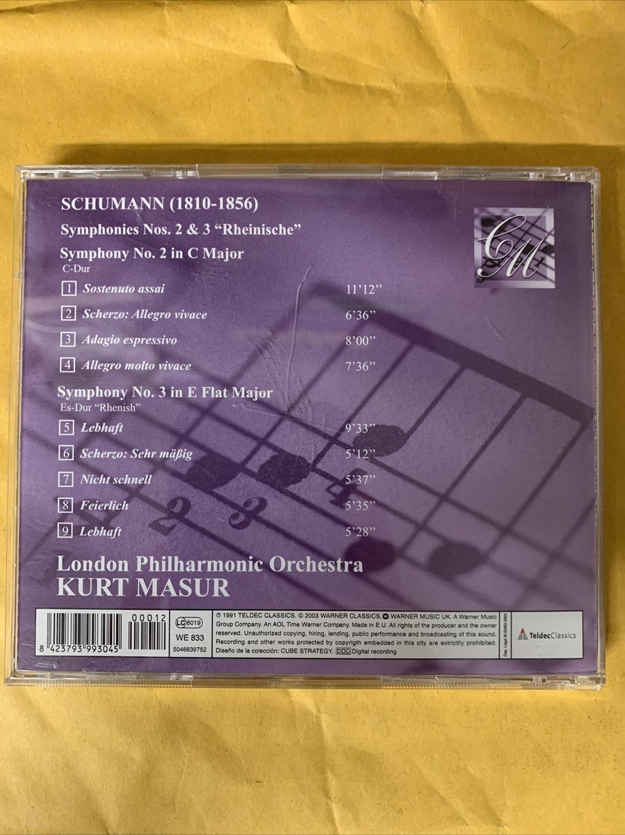 Schumann CD Sinfonien 2 Y 3 Rheinischen - Kurt Masur (Versiegelt