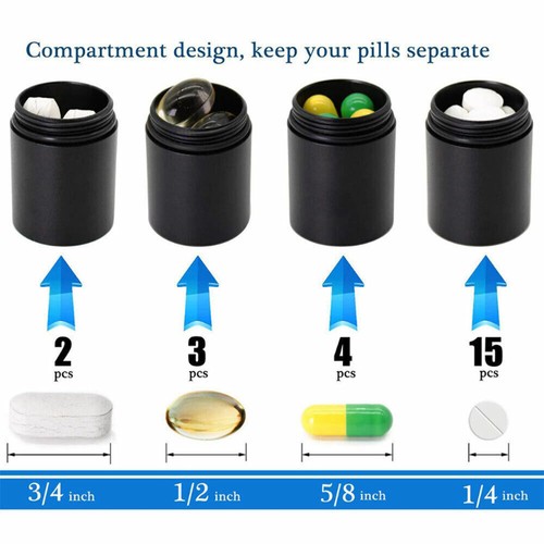 2PCS MIni Waterproof Medicine Pill Box Case Bottle Holder Container Keychain - Picture 6 of 17