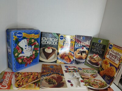 Lot of 9 Pillsbury Classic Cookbook Paperback Stir Fries & More Plus coll. Tin