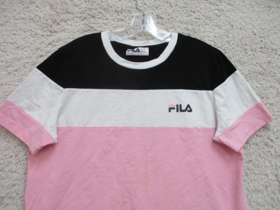 Camisa Fila Extra Grande Juvenil Rosa Informal Deletrear Logo Algodón Calce Moderno Niñas Foto 2 de 4