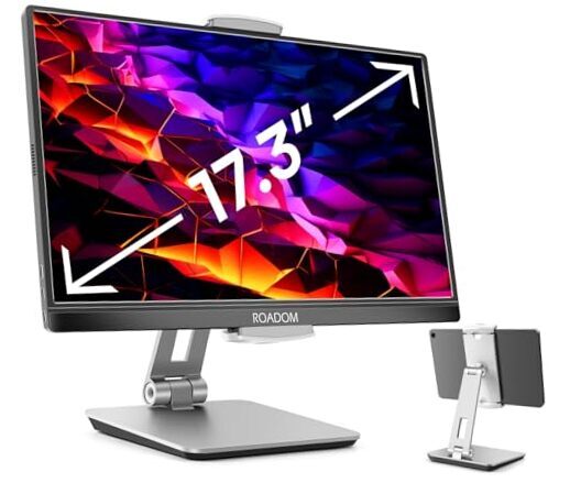 Tablet Stand for Desk, Adjustable 360° Swivel Bracket, 180° Silver White-image