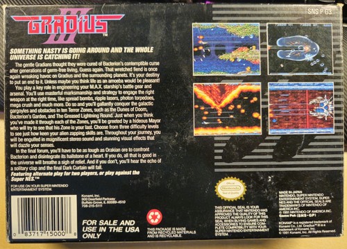 Gradius III 3 (Super Nintendo SNES) CIB + Poster - Picture 6 of 14