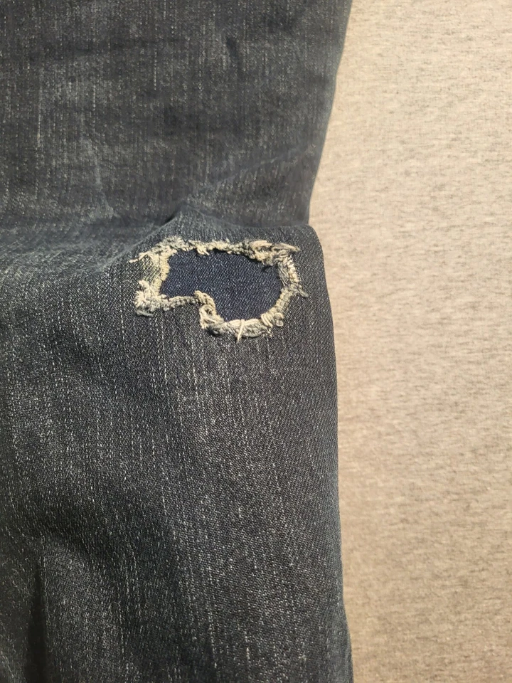 Premium By JACK & JONES ~ Men's Distressed Dark Blue Denim Nick Regular Fit Jean - Image 3 of 4