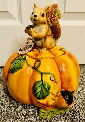 水晶 たぬきさん 30×42mm Blue Sky Clayworks Hello Fall Autumn Squirrel On Pumpkin 9