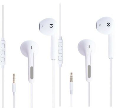 2er Pack In-Ear Kabelgebunden Ohrhörer Stereo Ohrhörer Kopfhörer mit Fernbedienung & Mikrofon