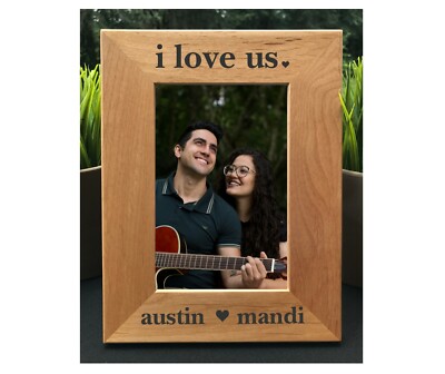 Personalized Engraved ''I Love Us'' Picture Frame   Custom Gift for Engagement or