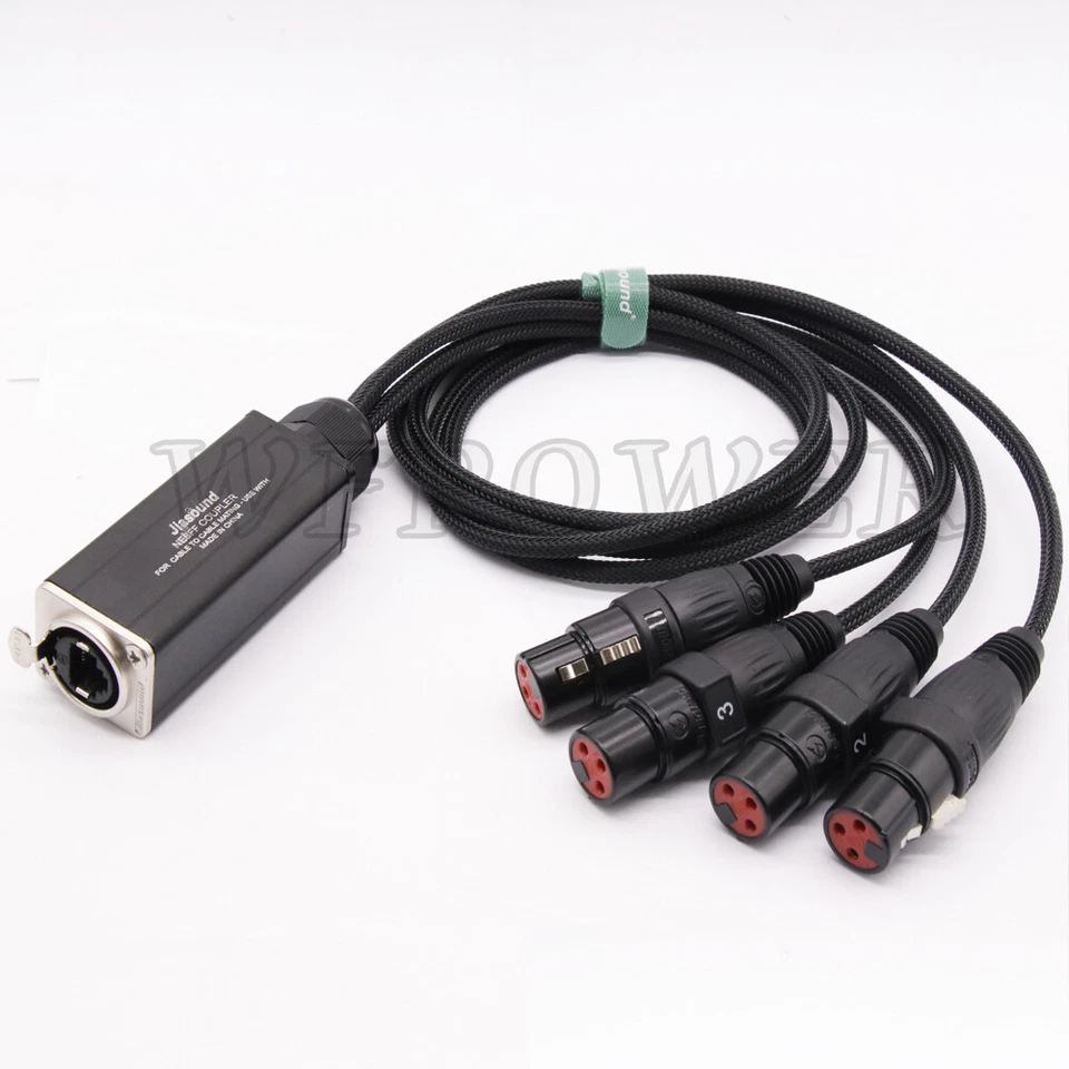 4 Channel 3-Pin XLR Male Female to Single Ethercon Audio Network Cable Extender - Image 3 of 4