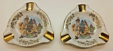 Vintage German Porcelain 'Rothenburg o.d. Tauber' 3-slot Ashtrays